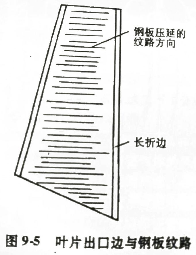 叶片出口边与钢板纹路图